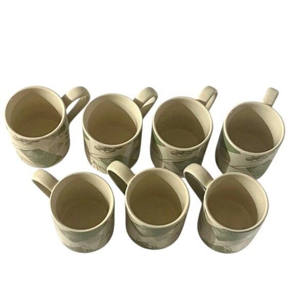 Corelle Textured Leaves 3 7/8" Stoneware Mugs Set of 7 - Picture 5 of 9